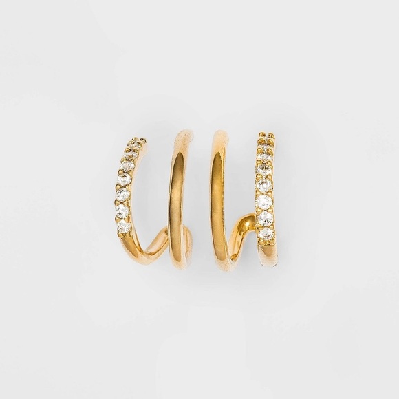 A New Day 14k Gold Plated Double Hoop Earrings - Picture 1 of 7